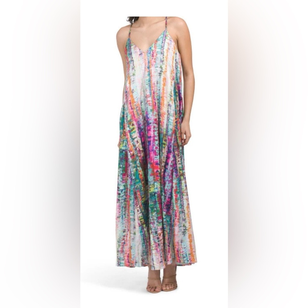Nicole Miller Watercolor Abstract Print
Satin Charmeuse Maxi Dress Size M